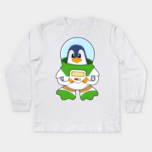 Penguin as Astronaut with Costume Kids Long Sleeve T-Shirt